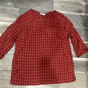 CJ Banks Red Plaid Women's Top